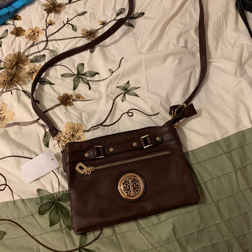 Brown and gold crossbody